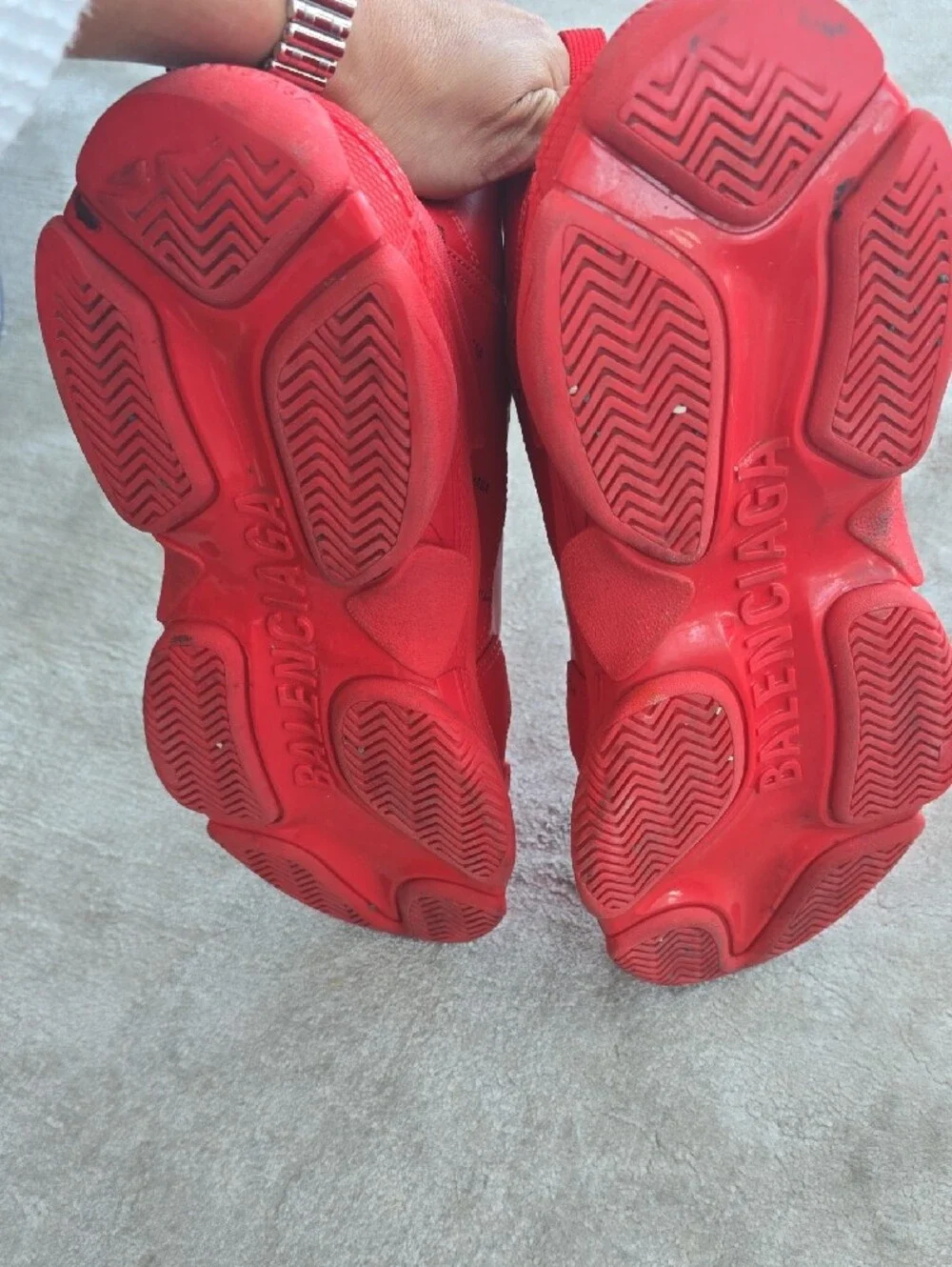 Balenciaga Triple S Chunky Sneakers in Bright Red